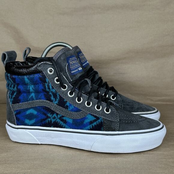 Vans Pendleton Sk8-Hi Top Wn 7.0 Men 5.5 Blue Tribal Wool Skateboarding Sneaker - Picture 3 of 12